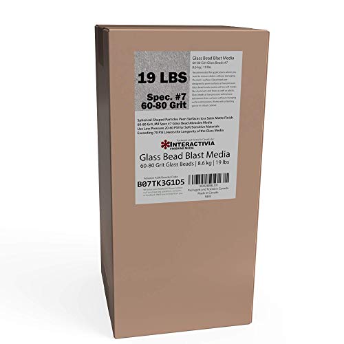 #7 Glass Beads - 19 lb or 8.6 kg - Blasting Abrasive Media (Fine) 60-80 Mesh or Grit - Spec No 7 for Blast Cabinets Or Sand Blasting Guns - Small Beads for Cleaning and Finishing
