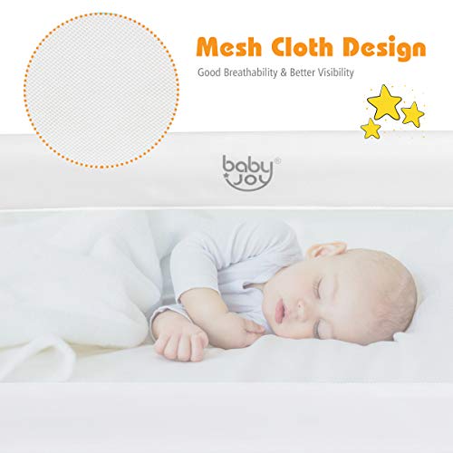 Baby Joy Bed Rails For Toddlers, Extra Long, Swing Down Safety Bed Guard For Convertible Crib, Folding Baby Bedrail For Kids Twin, Double, Full Size Queen & King Mattress (59-Inch, White) #TOP3