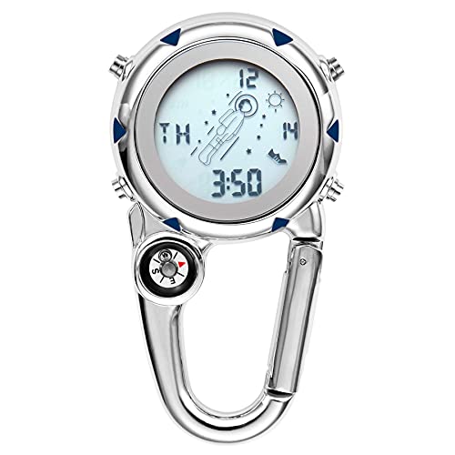 Image of JewelryWe Men Women Digital Clip Watch Mini Microlight Backpack Buckle Belt fob Watches for Rock Climbing Doctors Nurses Chefs for Mother's Day