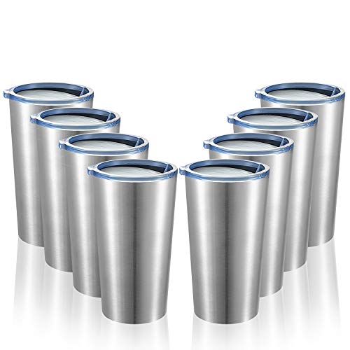 Meway 16Oz Tumbler 8 Pack Stainless Steel Travel Coffee Mug With Lid ,Double Wall Insulated Coffee Cup Gift In Bulk For Women For Home, Office, Travel Great(Silver, 8 Pack) #TOP6