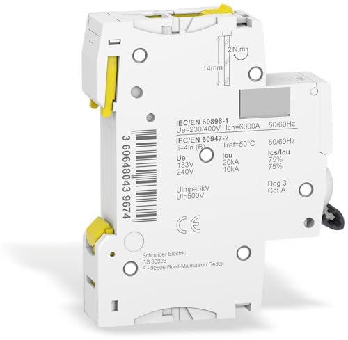 Bundle aus Schneider Electric A9D07616 FI/LS-Schalter IDPN H 1P+N 16A B 30MA TYP A + Schneider Electric Leitungsschutzsschalter ACTI9 IC60N 1P 10A B, A9F03110