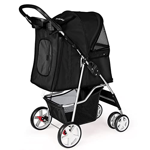 Poussette Pour Chien Jusqu'à 20 Kg - Chariot Pliable Avec Panier, Pour Promenade Confort