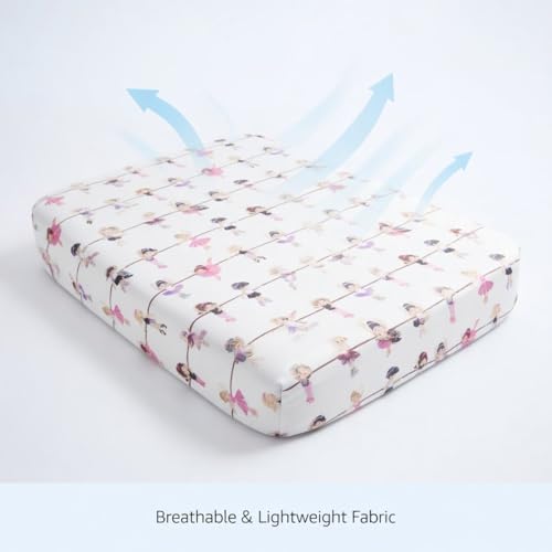 Image of Baby Girl Fitted Crib Sheet Born to Dance Ballerina, 100% Soft Breathable Microfiber Baby Sheet, Fits Standard Size Crib Mattress 28in x 52in, Nursery Sheet