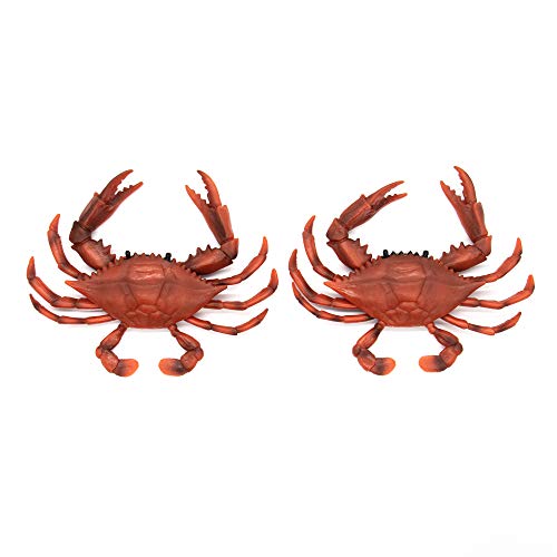 AUEAR, Plastic Crab for Decor Artificial Sea Life Creatures, Simulated Animal Home Party Creative Gift (Red, 2-Pack)