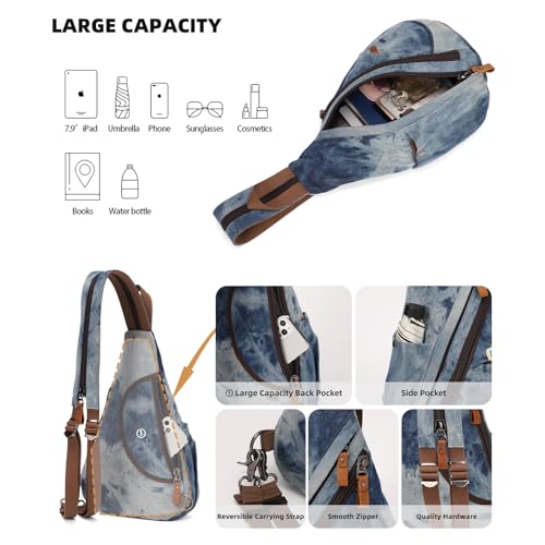 Image of KL928 Canvas Sling Bag - Small Crossbody Backpack Shoulder Casual Daypack Rucksack for Men Women