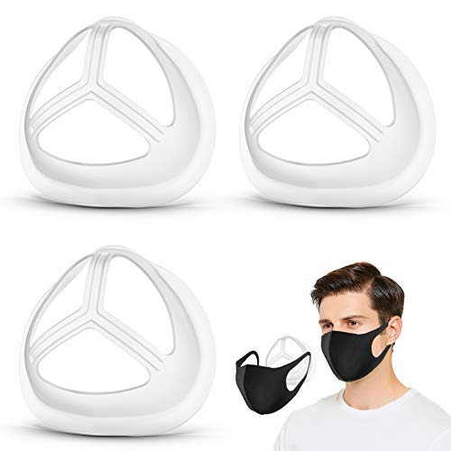 3D Face Mask Bracket, Silicone Mask Inner Support Frame, Comfortable Protector Brace for Mouth and Nose/Lipsticked Lips/Free Breathing/Minimizing Irritation [3 Pack]