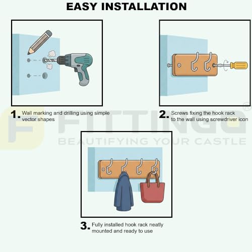 Image of Stainless Steel 6 Hook Cloth Hanger for Door /Dress Hanger Wall Mount /Bathroom Hooks for Hanging Clothes (Antique) Pack of 1-| 3 Years Warranty |