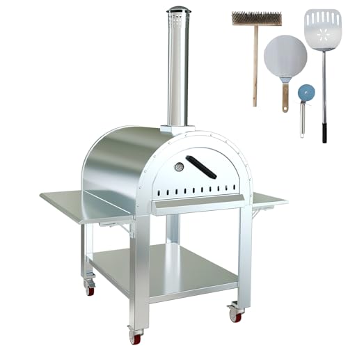 Outdoor Pizza Oven Wood Fired Stainless Steel – Large 32x32x80 Inch Pellet & Charcoal Pizza Maker with Accessories, Portable Backyard Pizza Oven Outdoor Pizza Oven Wood Fired Stainless Steel – Large 32x32x80 Inch Pellet & Charcoal Pizza Maker with Accessories, Portable Backyard Pizza Oven