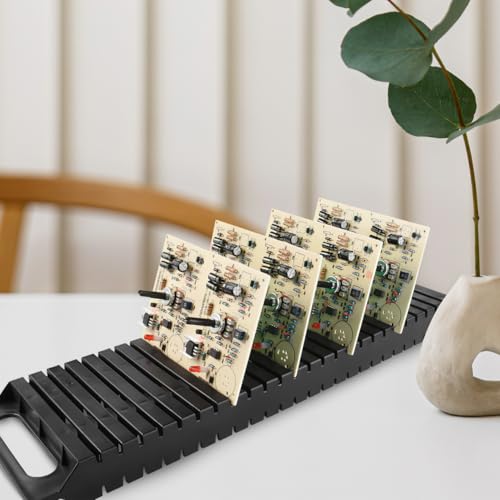 Image of PCB Rack 25-Slot Anti-Static Circuit Board Holder with Double-Ear Stability Design for Electronic Component Storage and Soldering Work 18.70X5.31X1.33 Inches 3-Pack