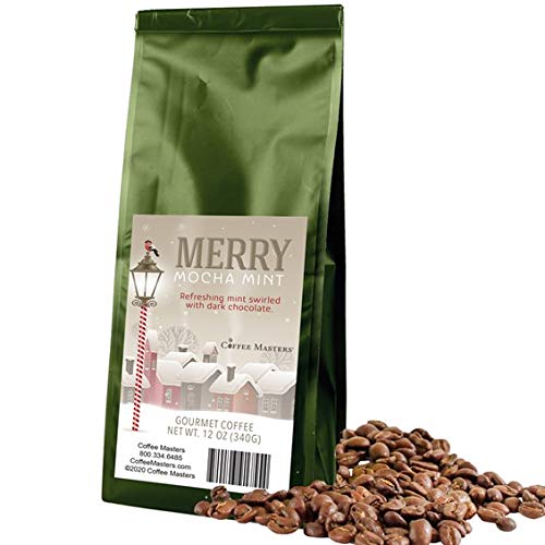 Merry Mocha Mint Coffee, Whole Bean (Case of Four 12 ounce