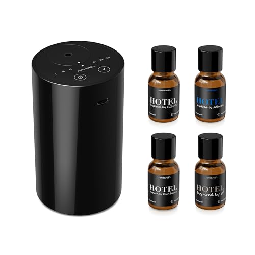 Airversa Waterless Essential Oil Diffuser Starter Kit with 4 x 10mL Hotel Scent Fragrance Oil,...