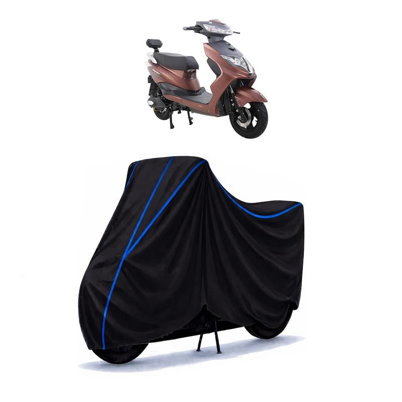 Image of Scooty Cover Water Resistant for Gemopai Ryder | Universal Scooter & Bike Cover | Heavy Duty UV Dust, Rain & Scratch Protection | Elastic Fit All Weather Indoor Outdoor | Black with Blue Piping