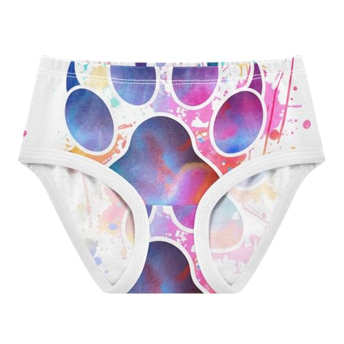 Watercolor Dog Paw Print Toddler Underwear Floral 2t Cotton Panties Little Girl Animals Briefs Kids Undies