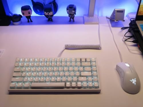 Image of Coiled & Double-Sleeved Mechanical Keyboard Cable, for Type-C Mechanical Keyboards (White)