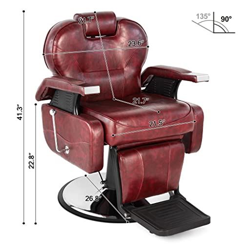 Artist Hand Barber Chair Hydraulic Recline Barber Chairs Salon Chair For Hair Stylist Tattoo Chair Heavy Duty Barber Salon Equipment (Red) #TOP6