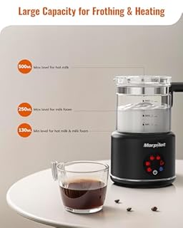 Milk Frother Electric 6 in 1 - Morpilot Automatic Milk Frothers Large Capacity 500ml Milk Steamer Visual Glass Hot Chocolate Maker Milk Warmer and Foamer for Coffee Latte