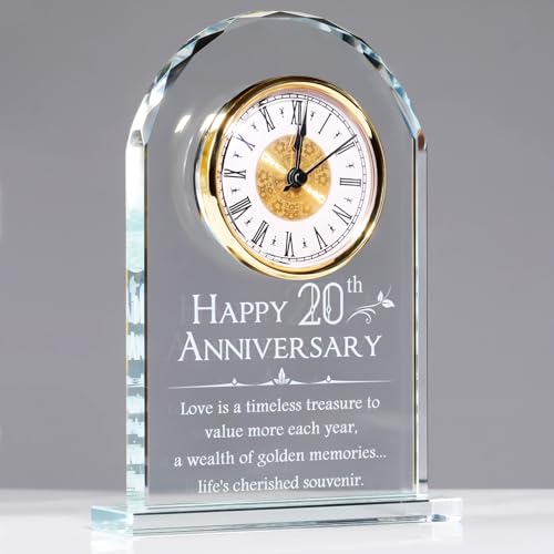 Product Image of the YWHL 20th Anniversary Quartz Clock Gifts for Him and Her, 20 Years Wedding Anniversary Keepsake Gifts for Couple, Happy 20th Wedding Home Party Decoration (Battery not Included)