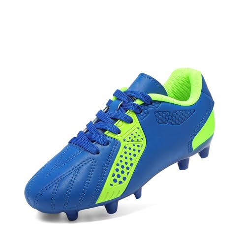 DREAM PAIRS Boys Girls Soccer Cleats Youth Firm Groud Classic Lightweight Football Shoes for Little/Big Kid 13 Little Kid Royal/Blue/Neon/Green