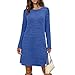 Dresses for Women Casual Long Sleeve Crewneck Spring Cozy Loose Fit Dress Solid Color Fashion Fall Comfy Outfits S-2XL