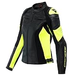 Dainese Racing 4 Giacca da donna in pelle per moto Nero/Giallo 42