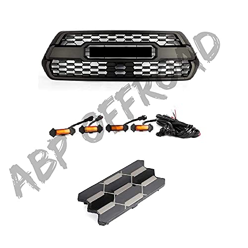 Replacement Grille For 2016-2021 Tacoma TRD Pro Style Grill with Amber LED Lights and TSS Sensor Garnish 2016 2017 2018 2019 2022 2021, grey