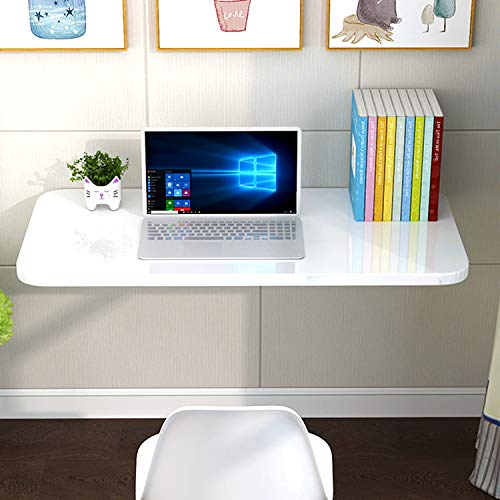 aleawol Mesa de pared plegable flotante para ordenador portátil, mesa de trabajo plegable, mesa de ordenador, mesa de comedor con soportes para ahorro de espacio (blanco 60 x 40 cm)