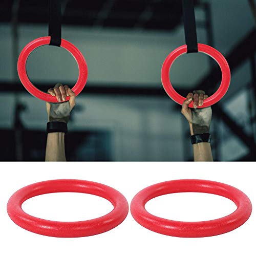 GOTOTOP Gymnastic Rings and Straps ABS Gym Ring Home Gym Non-Slip Workout Ring with Strap Heavy Duty for Gymnastics, Fitness Training(Red)