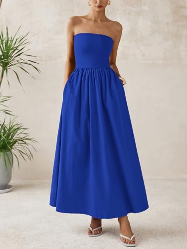 Image of PRETTYGARDEN Women 2026 Summer Elegant Strapless Maxi Dress Tube Top Dress A Line Flowy Long Wedding Party Cocktail Dresses
