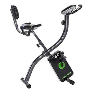 Tunturi Cardio Fit B25 X Bike Hometrainer fiets inklapbaar/fitnessfiets/hometrainer fiets trainer met rugleuning + tablethouder en LCD-schermweergave – zwart