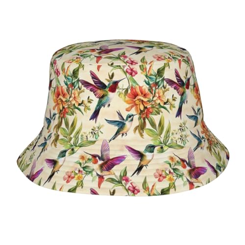 Bucket Hat for Women Men Teens Hummingbird Summer Sun Hats Packable Breathable Uv Protection Bucket Hats Fisherman Cap for Travel Beach Valentines Day