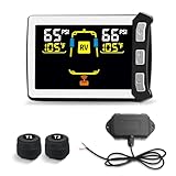 Masoll RV/Trailer Tire Pressure Monitoring System, Tire Pressure Monitor with Color LCD Display, TPMS with 2 Sensors for Travel Trailer/5th Wheel/Camper, 0-87PSI with 120ft Transmission Distance