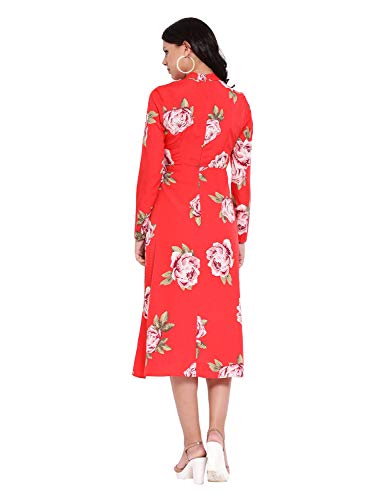 Image of oxolloxo Women's Polyester Long Sleeve Animal Print Knee-Length Dress