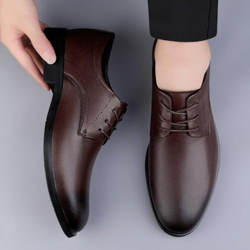 Men's Leather Lace Up Block Heel Business Casual Formal Shoes Office Work Low Top Dress Shoes Casual Work Office Comfortable Business Shoes3