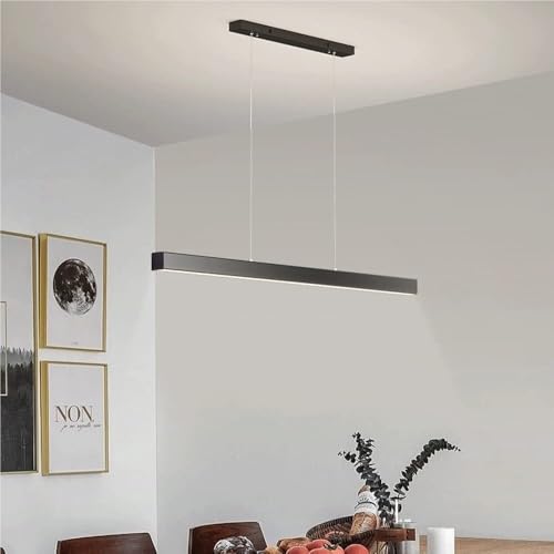 Lámpara colgante lineal negra de 80 cm que elimina sombras en tu cocina 5