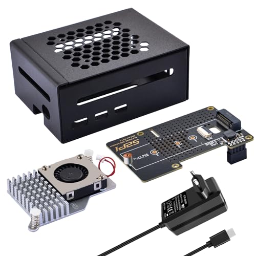 Boîtier Raspberry Pi 5 métal avec carte NVMe SSD N04 et alimentation C 27W