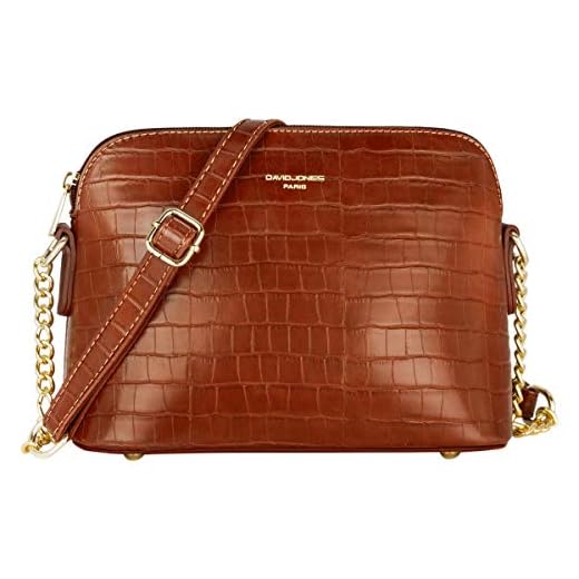 David Jones - Dam Liten Axelremsväska - Krokodil PU Läder Axelväska - Messengerväska Crossbody Bag - Handväska Dragkedja - Mode Kvinnor Resa - Brun
