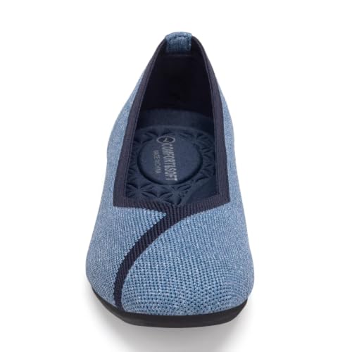 Image of Frank Mully Women Square Toe Flat Shoes Comfortable Knitted Flats | Walking Shoes
