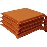 HABITA 33 HOME Cojines para Sillas de Cocina – Set de 4 Cojines – Fundas Desenfundables con Lazos – Color Moderno – Comodidad y Estilo – Fabricación Italiana (4, Sorrento Naranja)