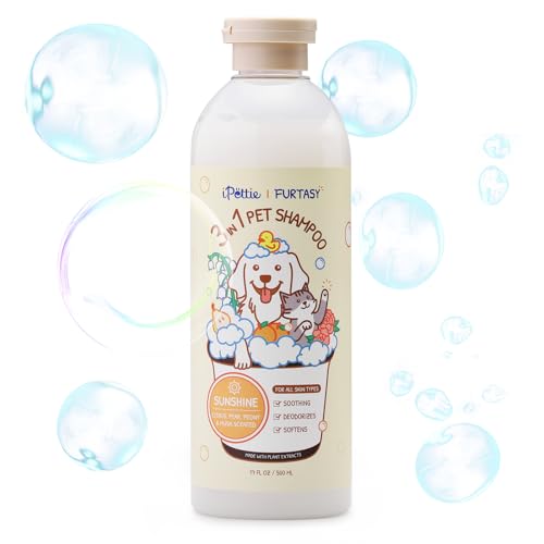 iPettie Furtasy Pet Shampoo for Smelly Dogs, 3-in-1 Wash with Aloe & Herbal Extracts, Soothing, Deodorizing, Softening, Paraben-Free, Alcohol-Free, No Synthetic Dyes, Sunshine Scent
