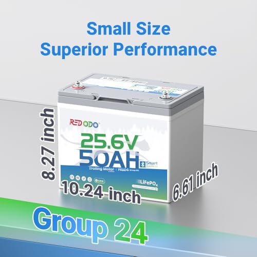 Image of Redodo 24V 50Ah Group24 Bluetooth LiFePO4 Deep Cycle Battery for RV