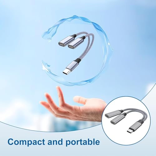 USB C Splitter 2 in 1 Type C Male to Dual USB C Female Adapter Data Power Extension Cable Compatible with Laptop Mac,Samsung Galaxy, iPad Pro, iPhone 15 Series, More Type C Devices - Image 5