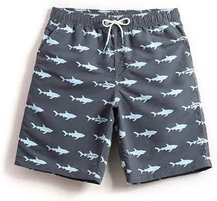 LSAMDIR Men's 7“ Swim Trunks with Mesh Liner Quick Dry Bathing Suits Printing