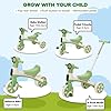 3-in-1 Kids' Balance Bike,Baby Trike with Music,Tricycles for Toddlers with Handle,Sit and Ride Toys for 2-6 Year Olds Girl & Boy Indoor & Outdoor,Develops Confidence & Motor Skills,Green #2