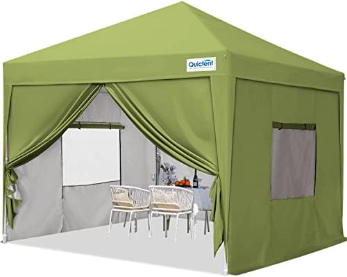 Quictent Privacy 8x8 Ez Pop up Canopy Tent Enclosed Instant Canopy Shelter Portable with Sidewalls and Mesh Windows Waterproof (Green)