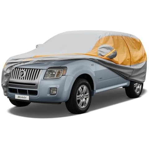 Molebt Heavy Duty SUV Car Cover Custom Fit Mercury Mariner (2005-2011), Waterproof All Weather for Automobiles, Outdoor Full Exterior Covers, Sun Rain Snow Protection, Zipper Cotton. Gray Cover