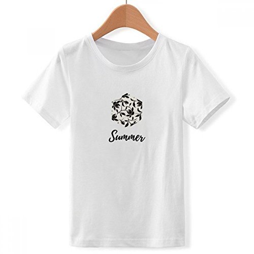 T-Shirt Fleur de Vigne Dessin Art Blanc Plante Ras du Cou pour Garçon