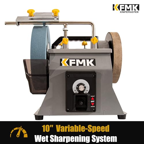 Image of 10 Inch Variable Speed Wet Sharpening System, 90-160RPM Wet Bench Grinder, Two Direction Water Cooled Wet /Dry Sharpening System for knife, Chisel, Scissor, Woodworking Tools