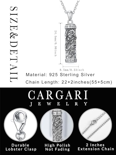 925 Sterling Silver Dragon Phoenix Urn Necklaces for Ashes Cylinder Container Cremation Jewelry Memorial Necklace Jewelry Gifts(with Gift Box)2
