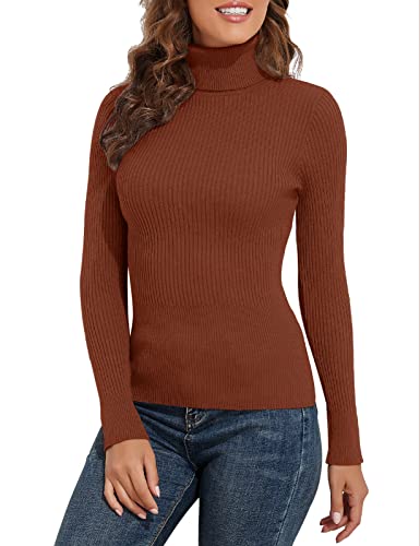 Image of PrettyGuide Women's Ribbed Turtleneck Long Sleeve Sweater Tops