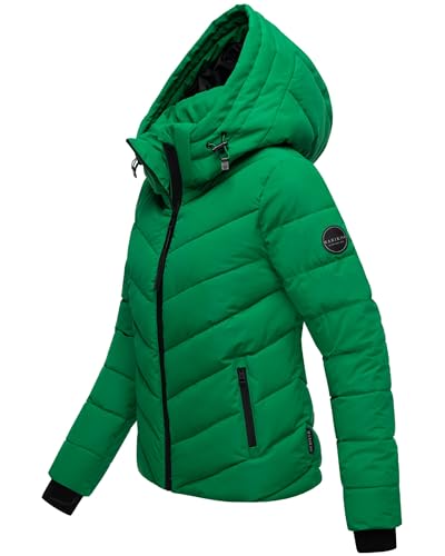 MARIKOO Damen Winterjacke warme Steppjacke mit abnehmbarer Kapuze Samuiaa XVI Smaragd Green Gr. S